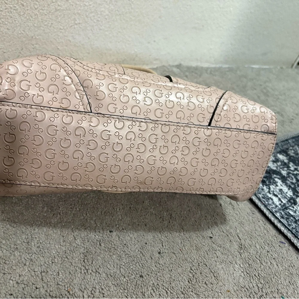 Guess Tan Satchel with Logo Pattern - Picture 8 of 8